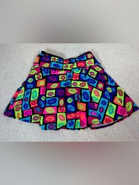 Sparkle Skirts Neon Lip Print Skort 💖💚💙 High-Waisted Large